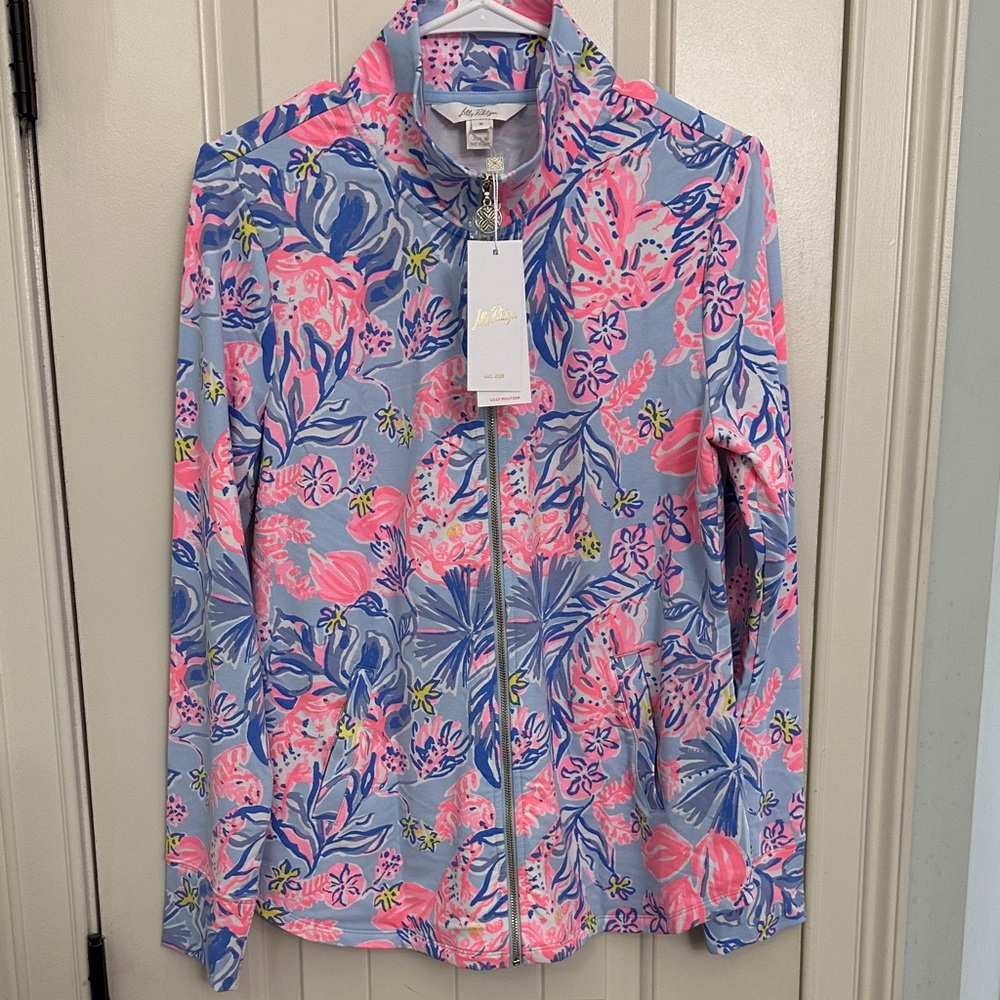 Lilly Pulitzer Floral Zip Jacket - Pink & Light Blue